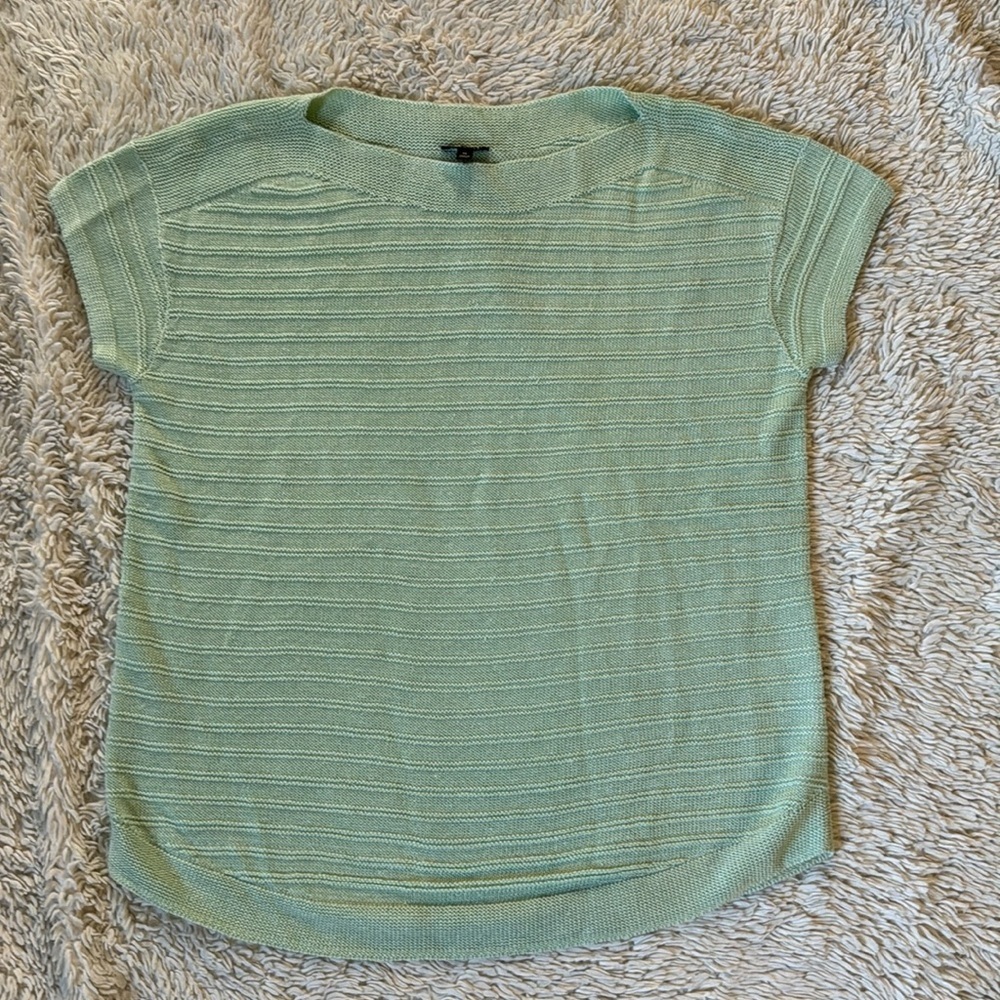 Talbots LINEN BATEAU NECK PULLOVER - TEXTURED STRIPE size M - Picture 6 of 16